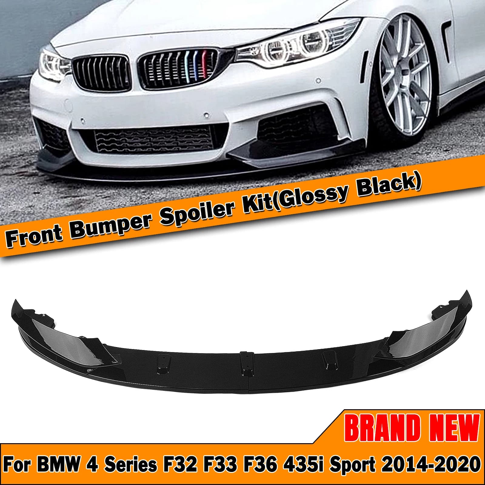 For BMW F32 F33 F36 4 Series M Sport 2014-2020 420i 430i 435i 420d M440i Gloss Black/Carbon Fiber Look Front Bumper Spoiler Lip