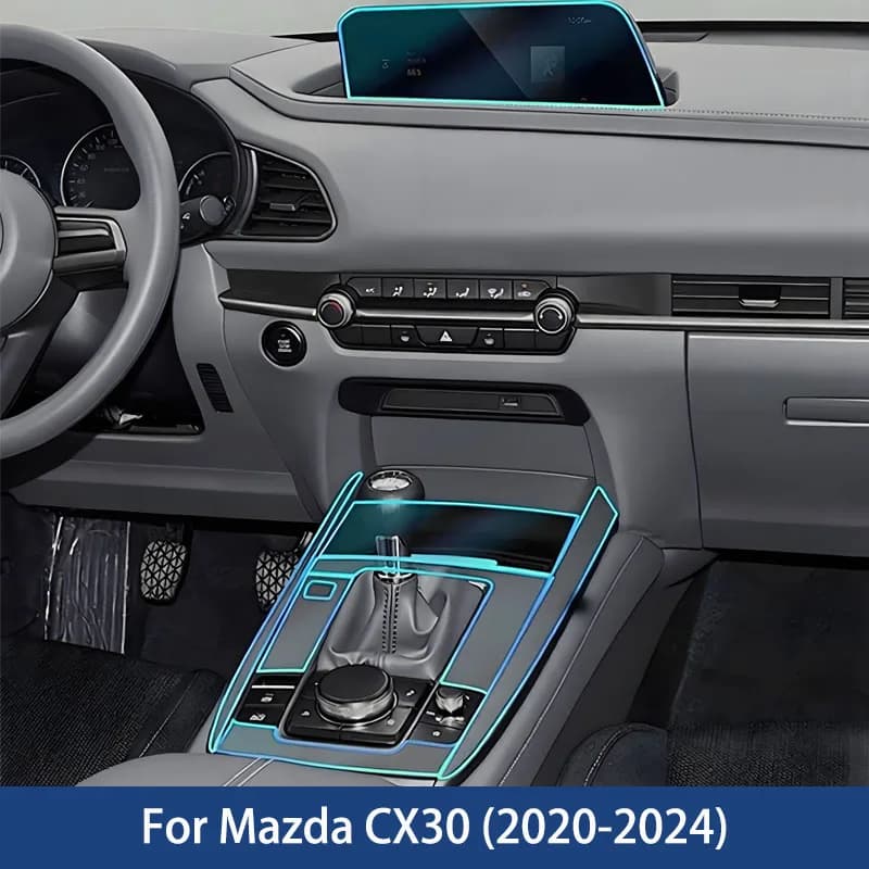 Car Interior TPU Protective Film for Mazda CX30 2020-2024 Center Console Panel Navigation Screen Anti-Scratch Repair Stickers