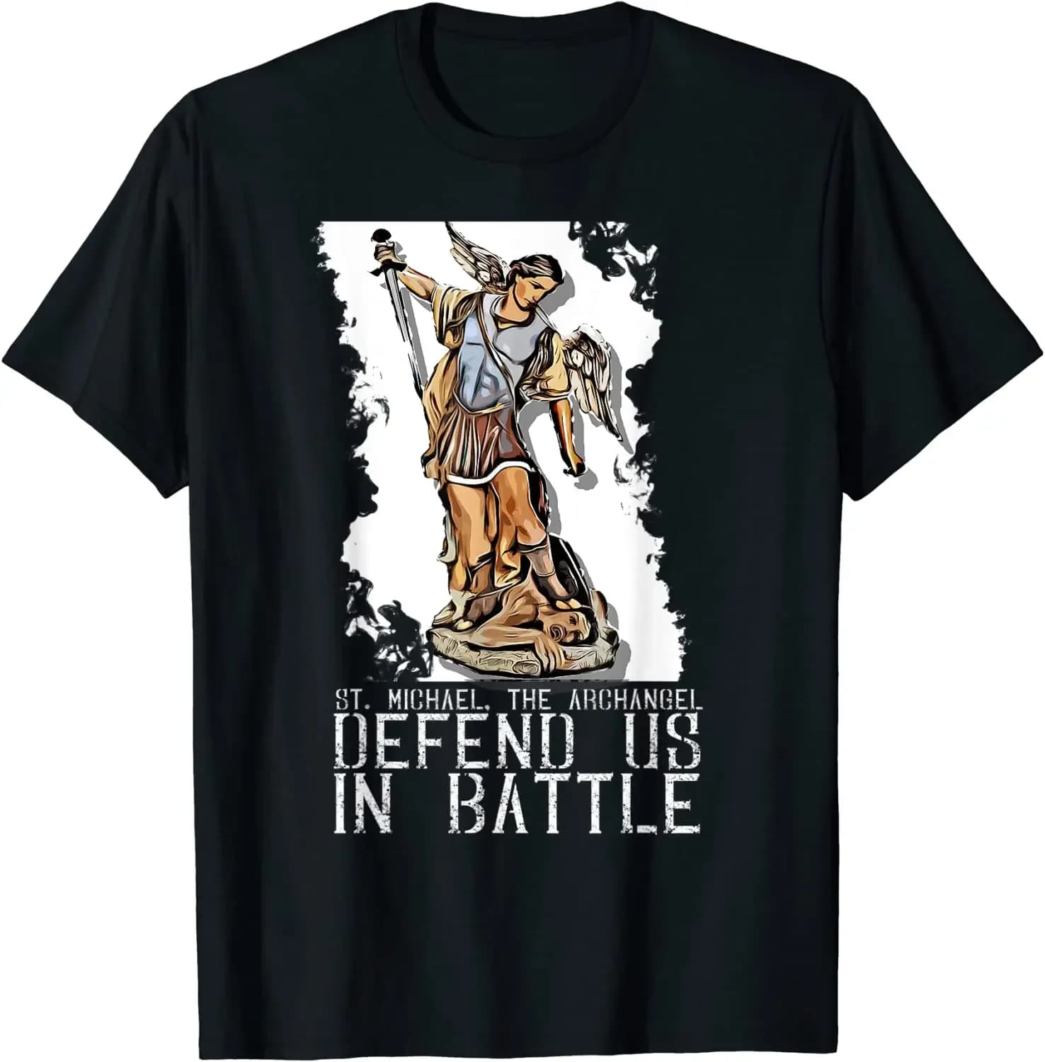 St. Michael The Archangel Defend Us In Battle Men T-Shirt Short Sleeve Casual Cotton O-Neck Summer TShirt