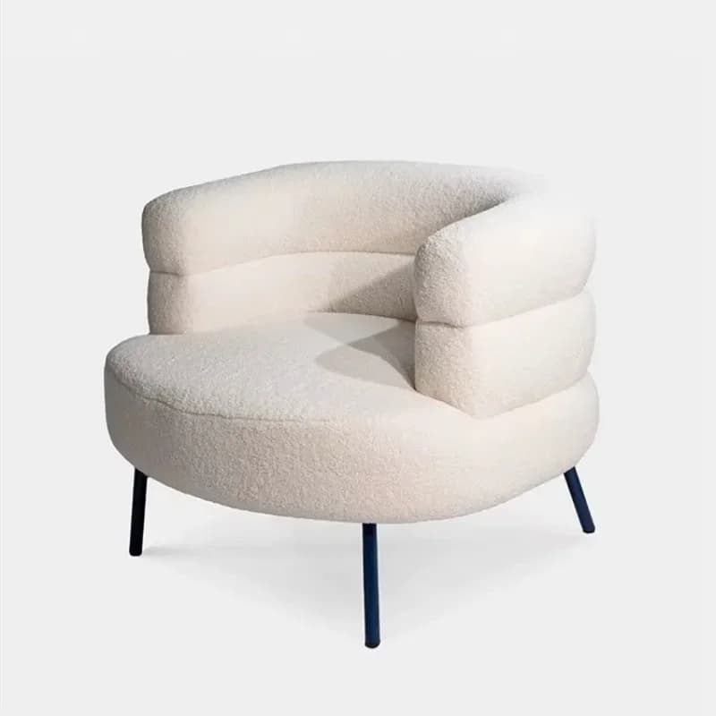 Modern simple cream style lamb wool white chair recliner leisure home single soft sofa makeup chair