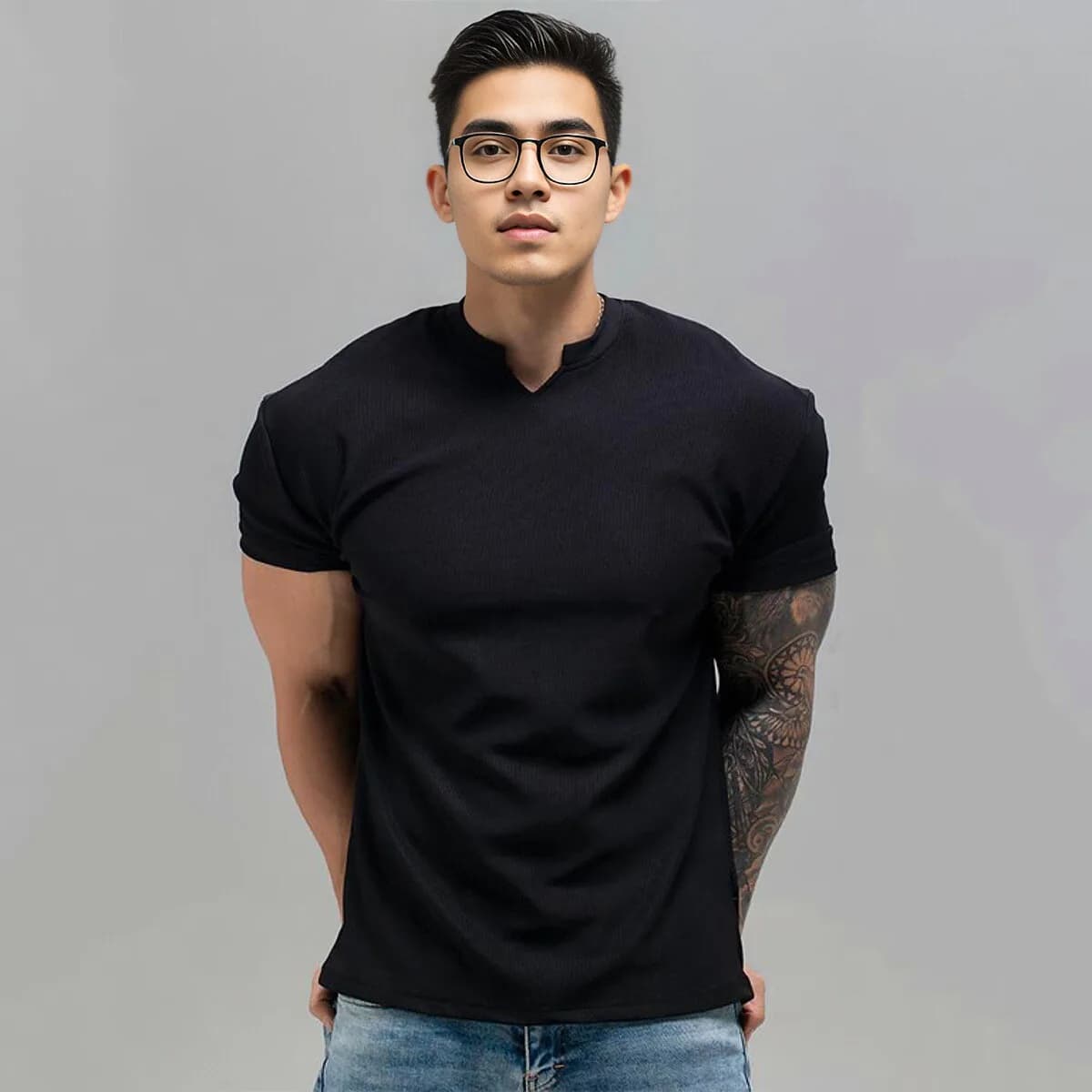 Men Summer New Style Sports Leisure Running Exercise Fitness Large Stretch Stripes Quick-Drying V-Neck Loose Short