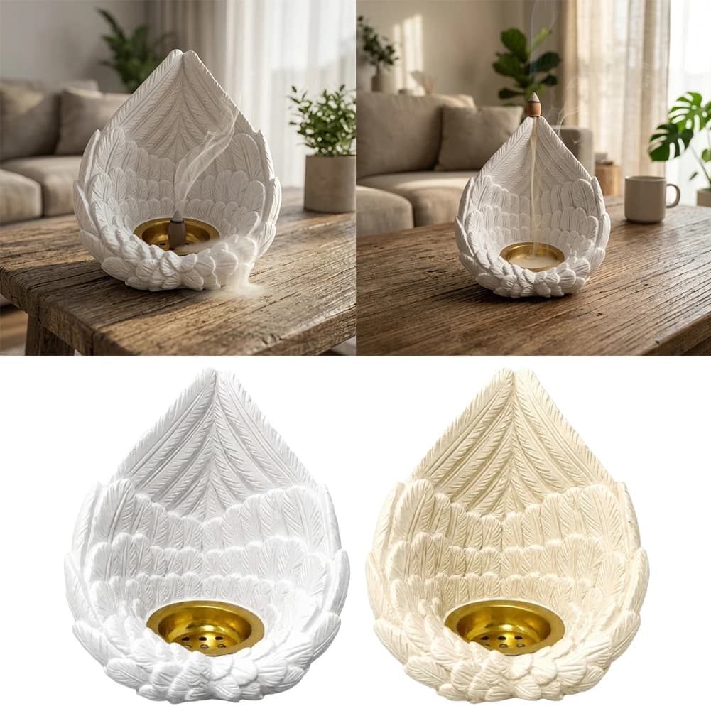 Stylish Zen-Inspired Resin Winged Backflow Incense Burner Elegant Aromatherapy Ornament For Home Table Desktop Living Room Decor