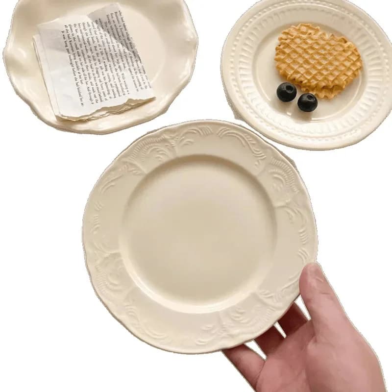 Plates, French retro ceramic plates, afternoon dessert plates