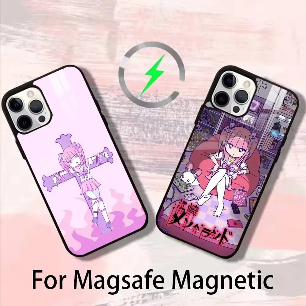 Cute M-Menhera chan Phone Case For iPhone 17 16 15 14 13 12  Pro Max Plus for Magsafe Mirror Wireless Magnetic Cover