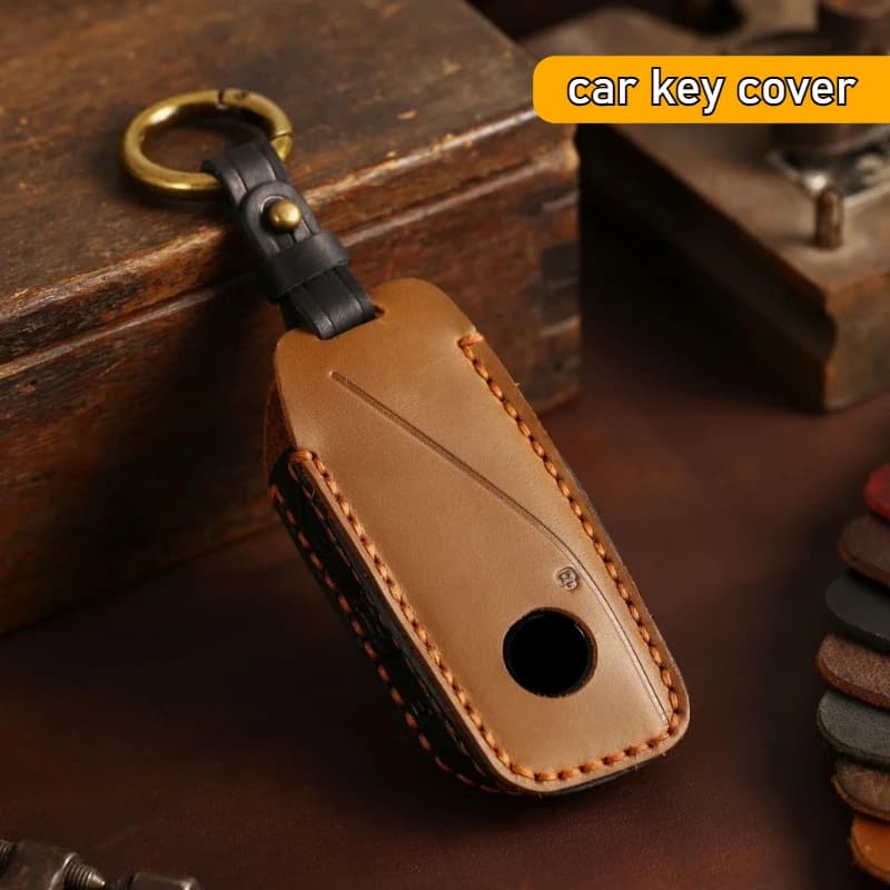 For New BMW X7 2024 Car Key Cover High End Personalized Handmade Craftsmanship Genuine Leather Keycase Modify Car Accessories