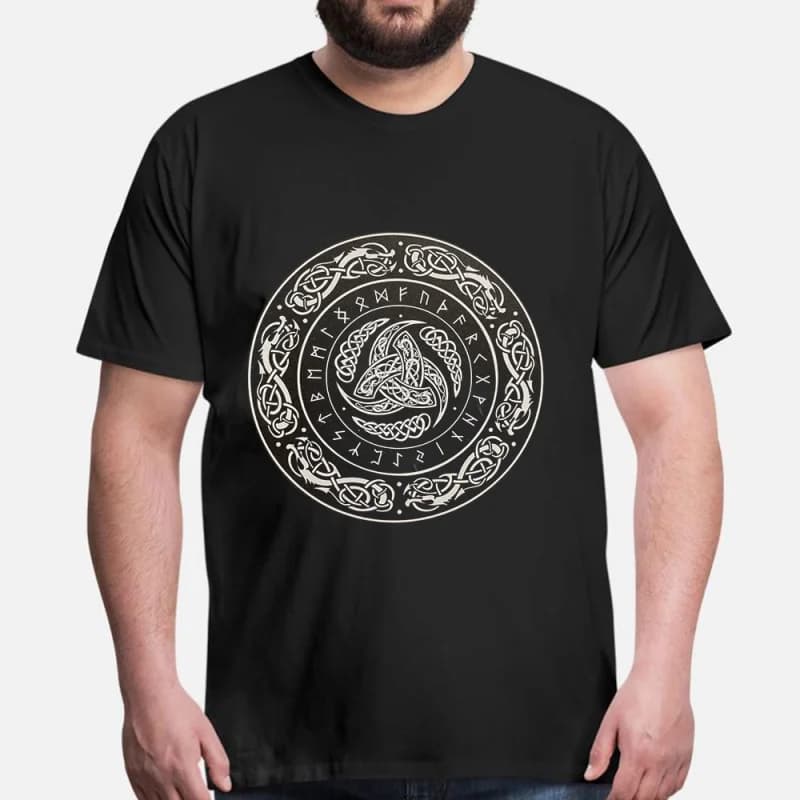 0415 Horn of Odin Gift T-Shirt Viking Runes Norse Myths Graphic clothes 100% cotton printed Tee  All size tops S-6XL