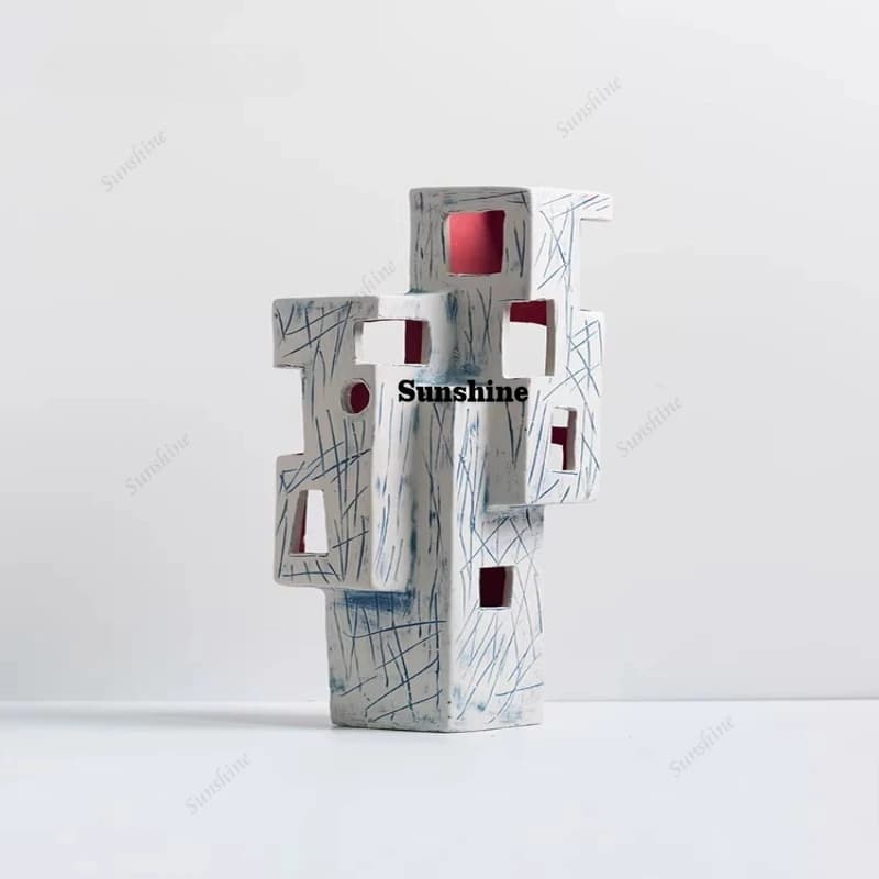 Ceramic abstract architectural ornaments, home living room, hotel modern minimalist creative soft decoration