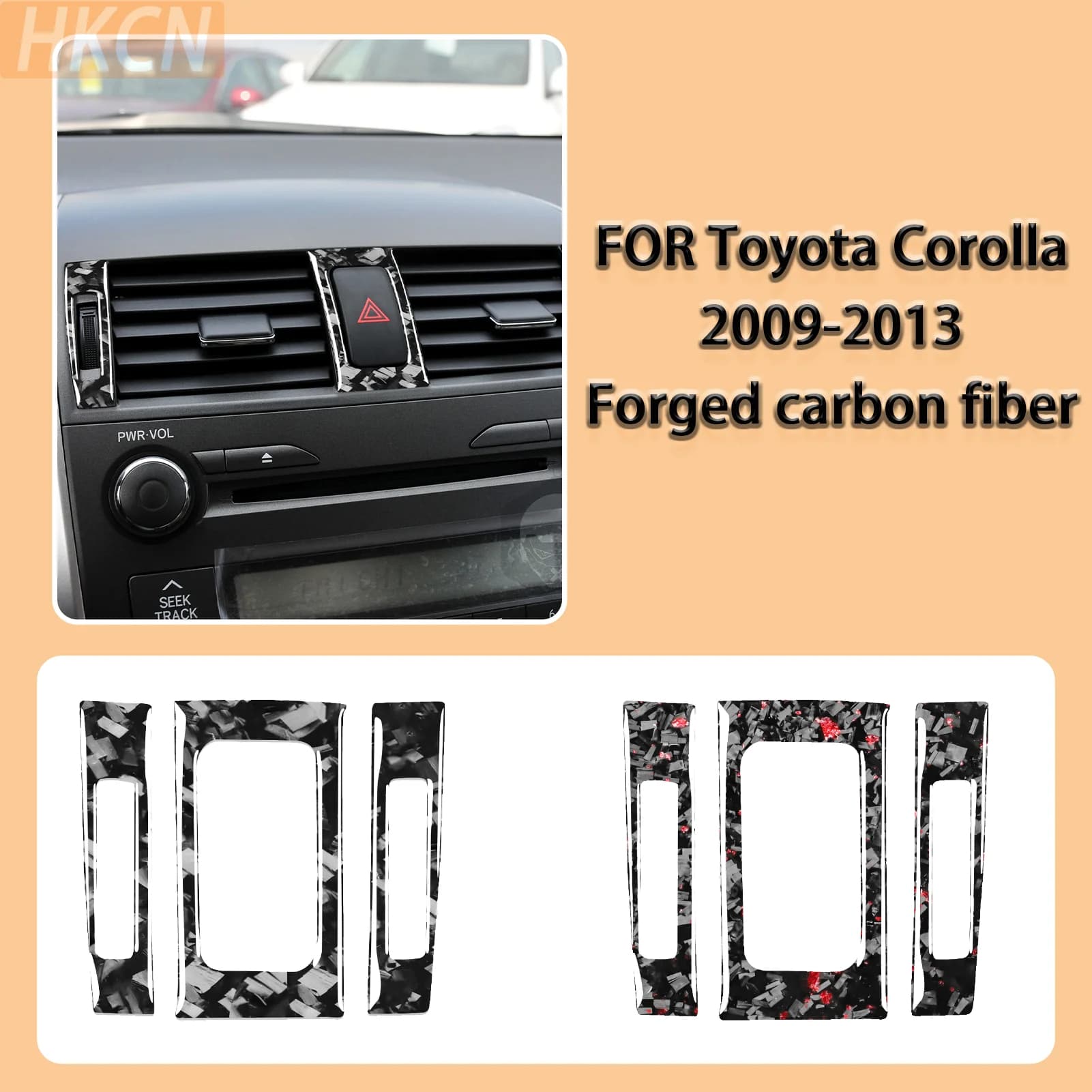 FOR Toyota Corolla 2009-2013 Forged Carbon Fiber Center Console Air Vent Warning Light Panel Car Interior Accessory Stickers