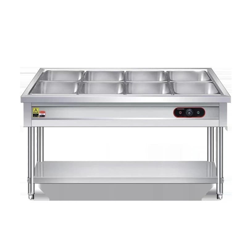 Stainless steel insulation dining table, commercial vertical insulation dining table water vapor table electric heating