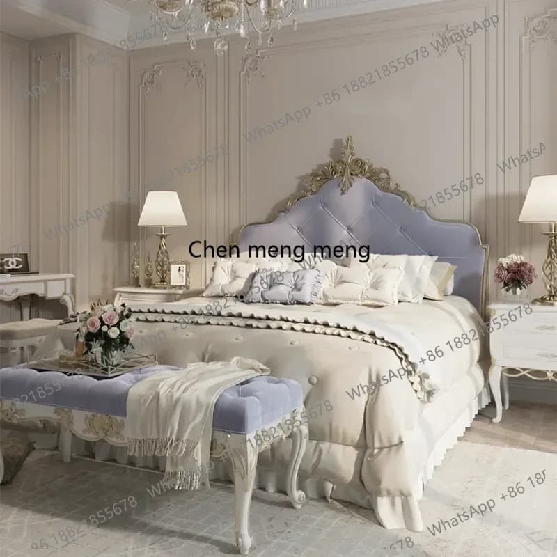 Fashionable Design Bed Safe Aesthetics Designer Comfortable Bed Ltalian Vintage Aesthetics Double Wood Muebles Home Furniture