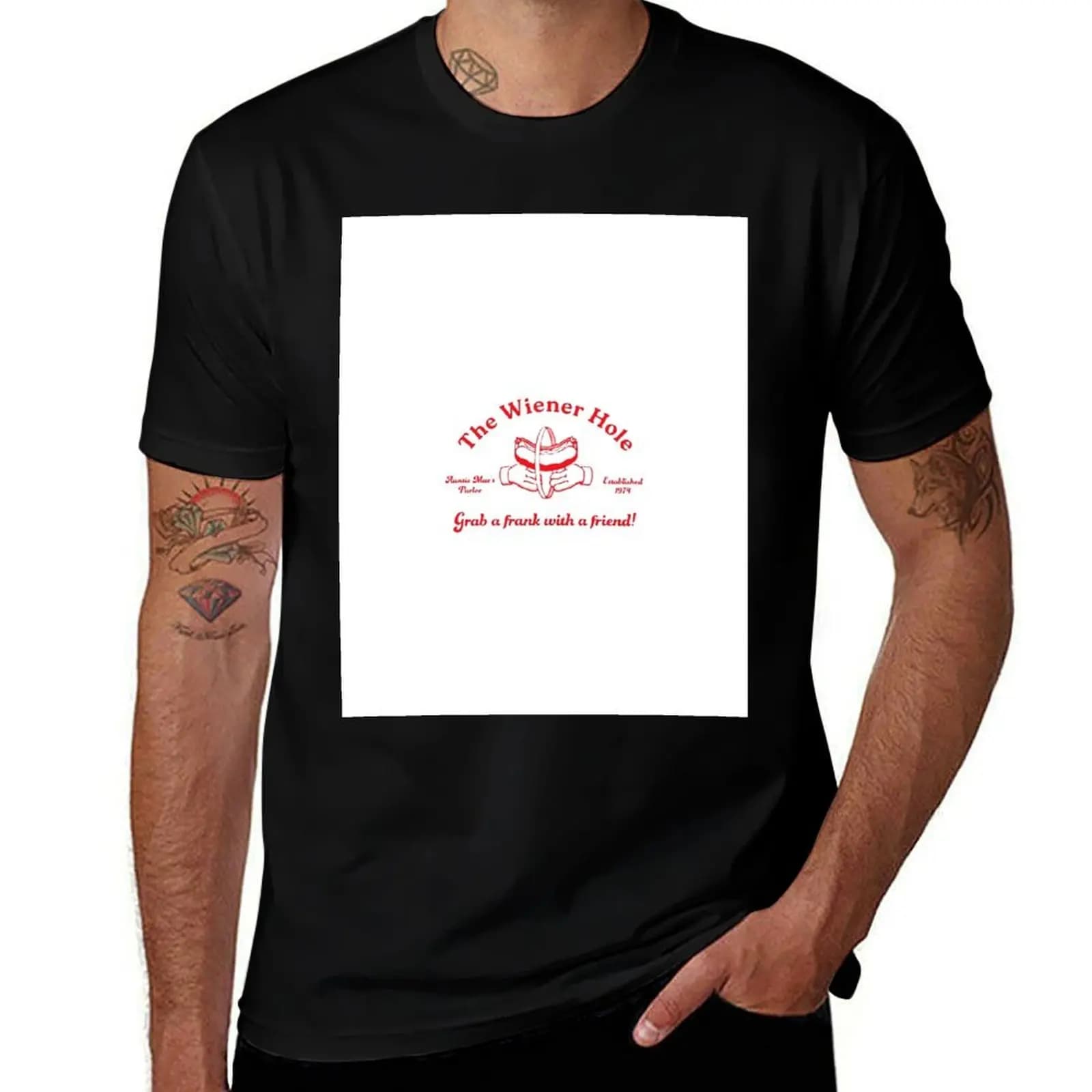 The Wiener Hole Grab a Frank with a Friend T-Shirt Sports Casual Short Sleeve Cotton Tee T-Shirt
