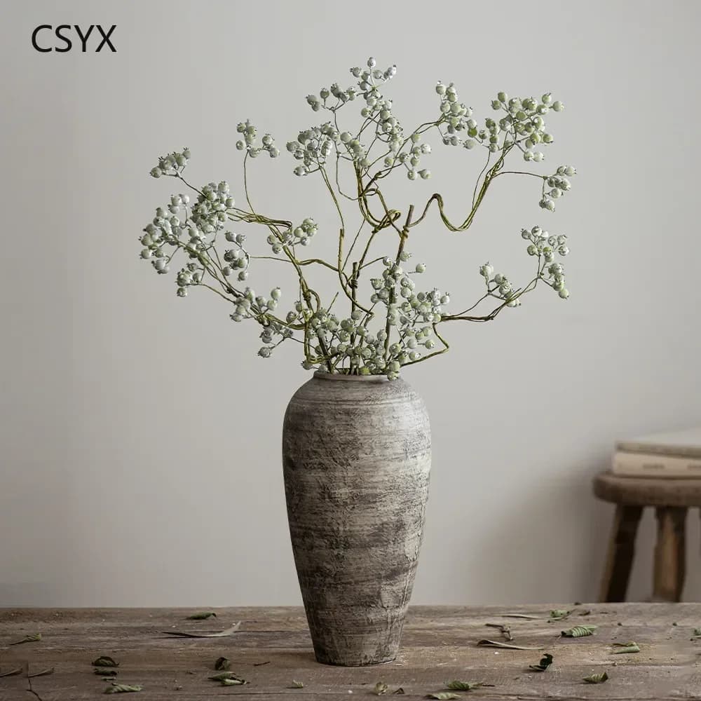 Vintage Ceramic Vase - Modern HK/Japanese Style, Dried Flowers Decor for Living Room & TV Cabinet, Living Room Decoration