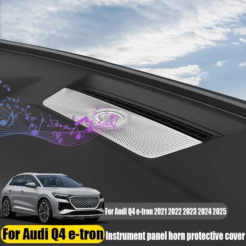 For Audi Q4 e-tron 2021 2022 2023 2024 2025 2026 Car Dashboard Center Speaker Cover Stainless Steel Interior Trim Accessories