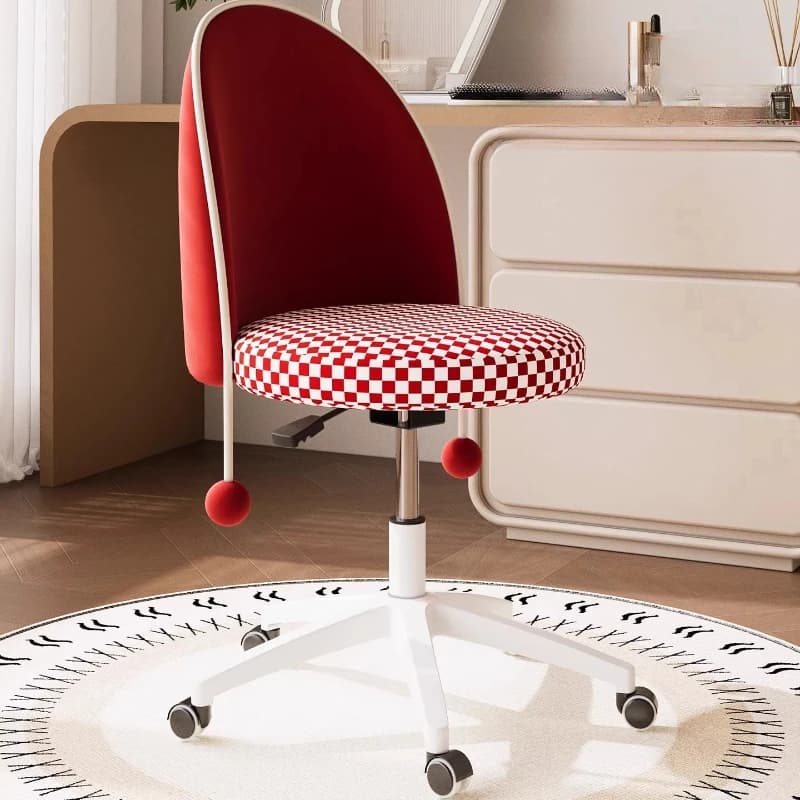 Adjustable Swivel Vanity Stool Mobile Makeup Chair for Bedroom Designer Dressing Table Seat Premium Home Furniture for Girls