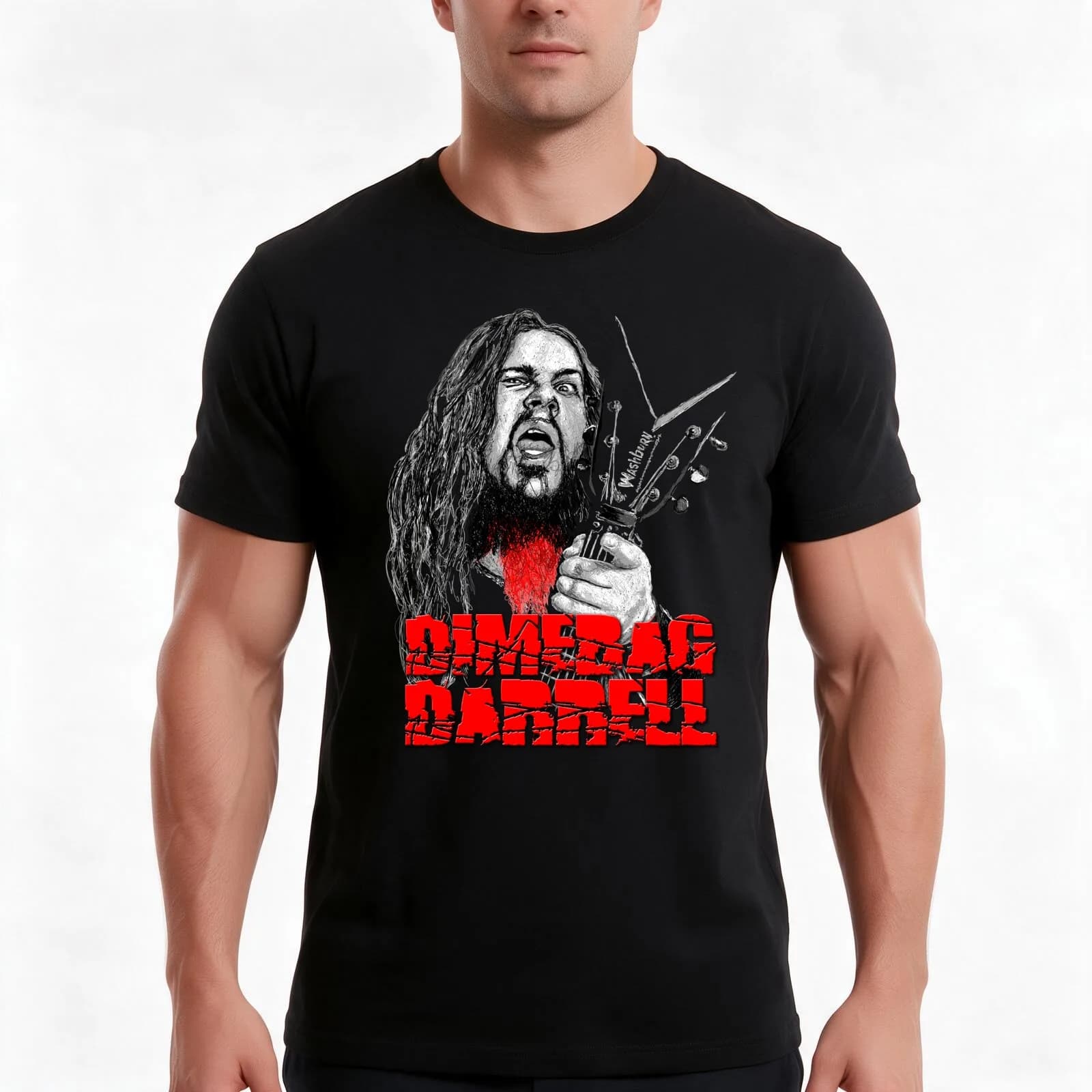 Dimebag Darrell Icon T-Shirt, Summer Casual Cotton Tee, Oversized Streetwear Tops, Vintage Graphic Print, Loose Fit Short Sleeve