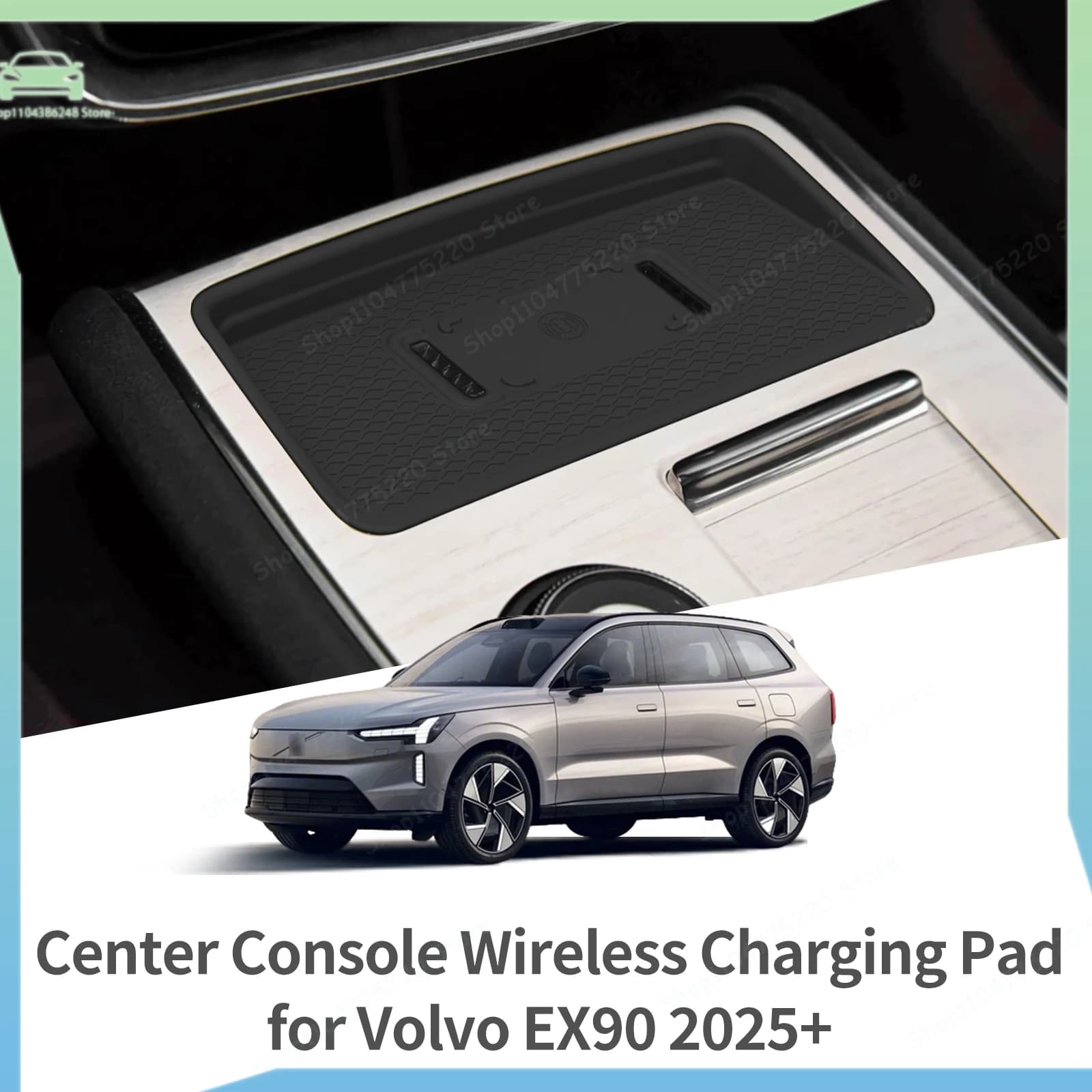 For Volvo EX90 2026 2025 Car Anti Dirt Pad Mobile Wireless Charging Anti-Slip Mats Interior Accessiories Black