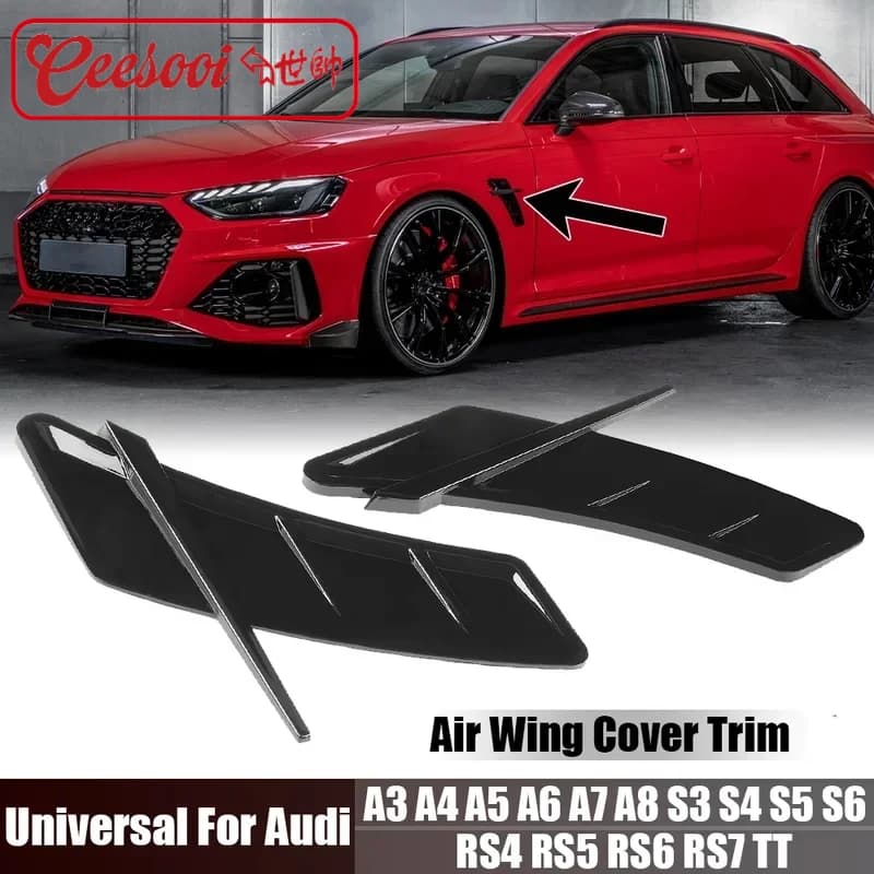 For Car Fender Side Vents Air Wing Vent Trim Sticker Universal For Audi A3 A4 A5 A6 A7 RS3 RS4 RS5 RS6 RS7 S3 S4 S5 S6