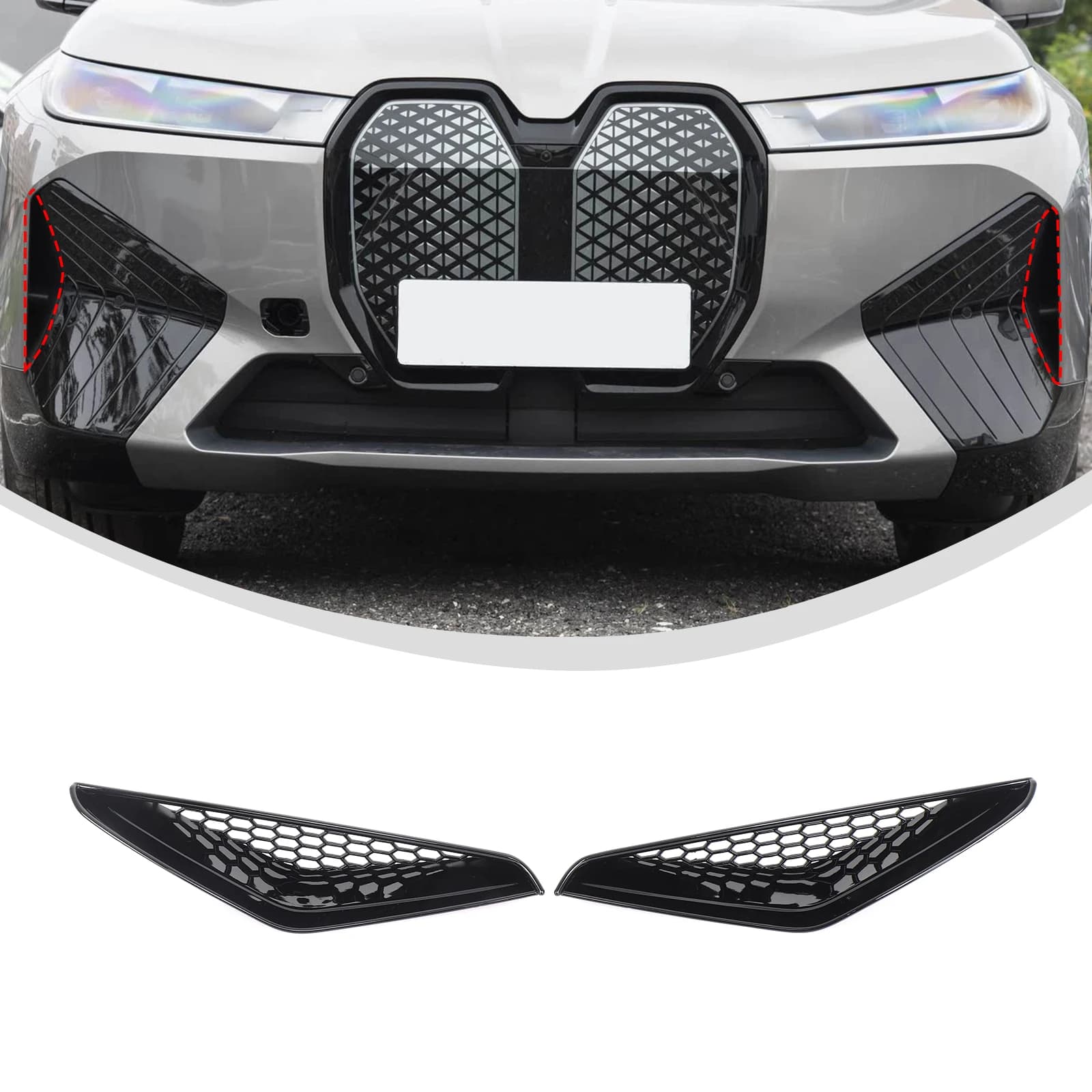 Front Bumper Side ABS Vent Grille Trim Frame for 2022-2024 BMW iX (Imported)  G08 Automotive Exterior Accessories