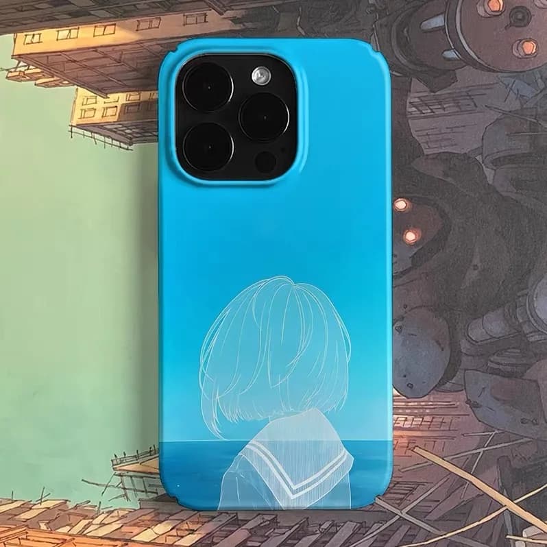 Blue Short Haired Girl with A Back View Phone Case for IPHONE 17Air 16E 15 PROMAX 14Plus 13 12MINI 11 XR XS Acrylic Phone Cover