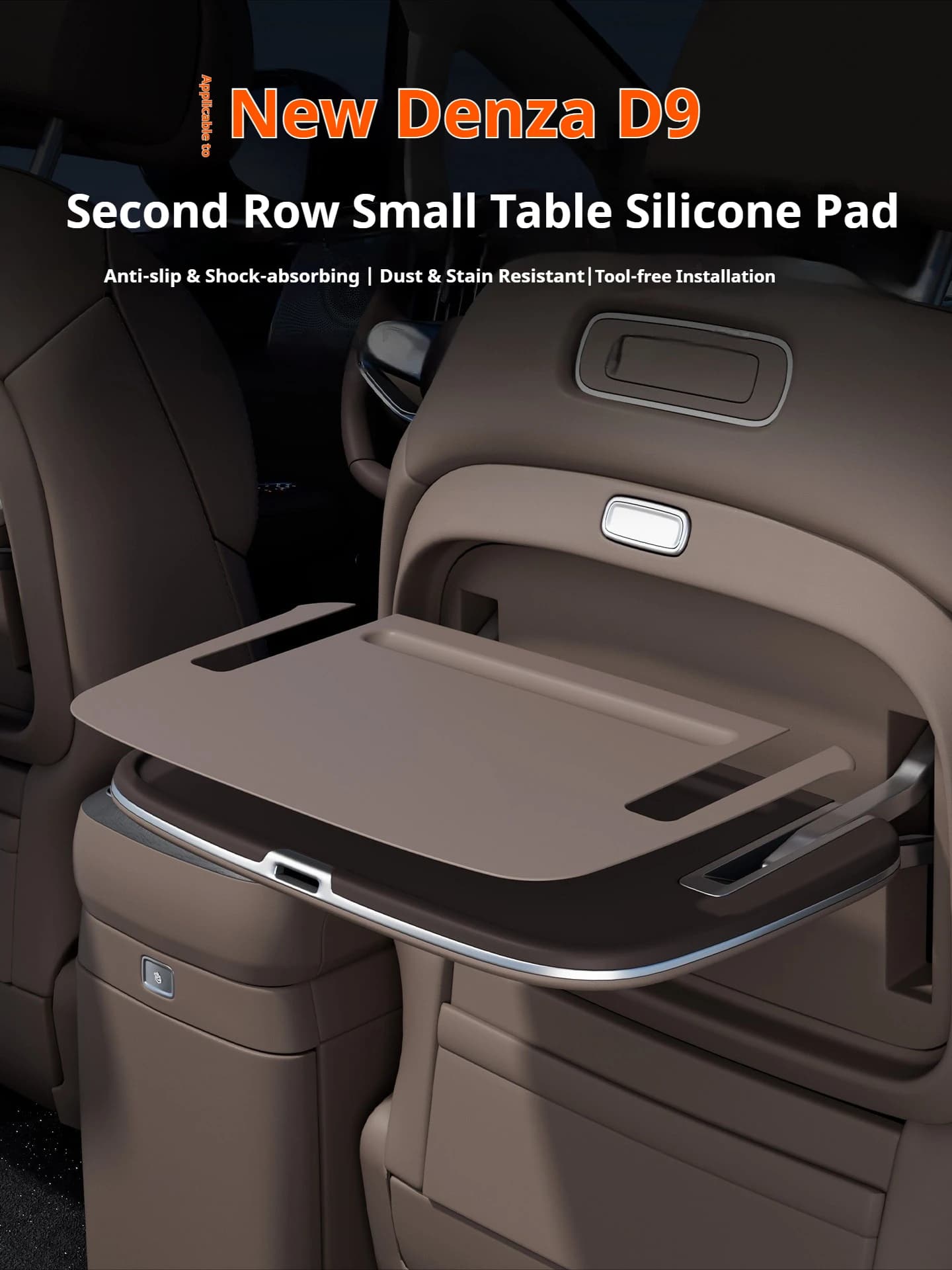 For BYD Denza D9 2024-2026 Car Silicone Pad for Middle Row Small Table Board Tray Anti Slip Cover Pad Protector Car Accessories