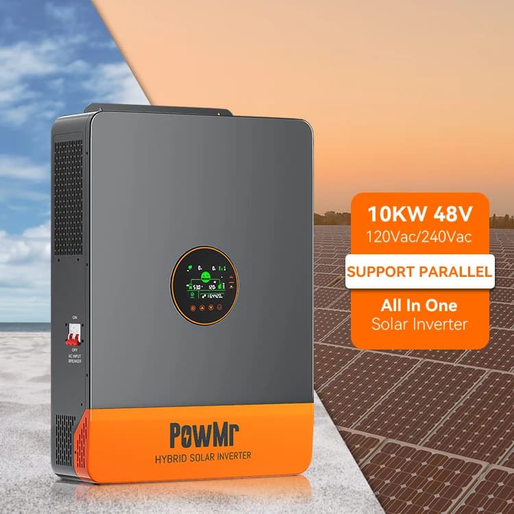 PowMr 48V 120V/220V 10KW On Grid Off Grid All in One Inverter Charger 110V/120V Hybrid Solar Inverter