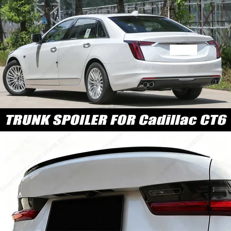 120CM Glossy Black Soft Rubber Universal Rear Trunk Spoiler 5D Carbon Look Tail Wing Fit For Cadillac CT6 Car Accessories