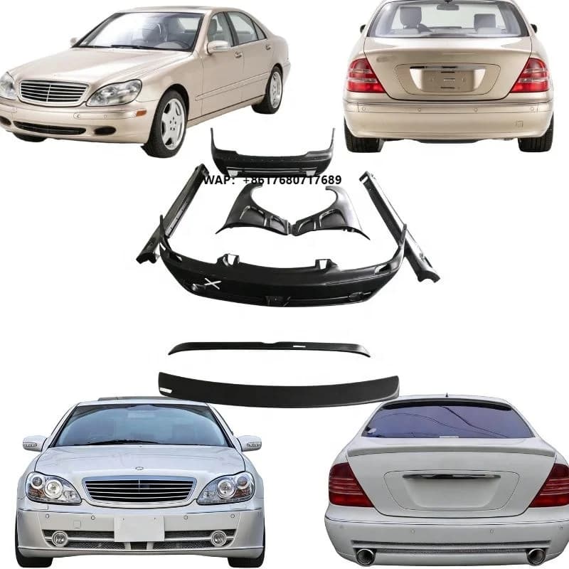 New Fiberglass FRP Lorinser Styling Body Kit Front/Rear Bumpers Side Skirts Fenders Rear Spoiler Bolt-On for  S Class