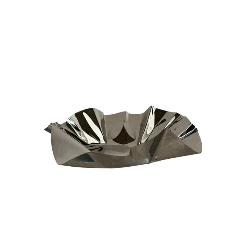 High-grade light luxury stainless steel mirror irregular wrinkled creative fruit storage plate fruit plate household living room