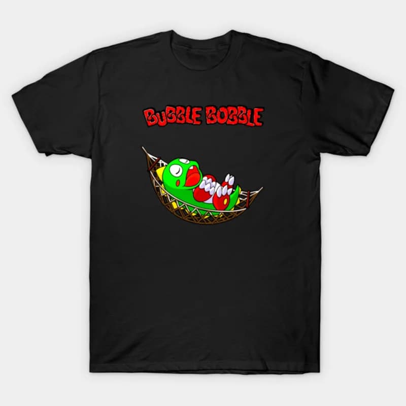 Retro Pixels Game Bubble Bobble Gift T-shirt for Arcade Gamer 0810 Cute Cartoon Dinosaurs  Graphic Clothes All Size Tops S-6XL