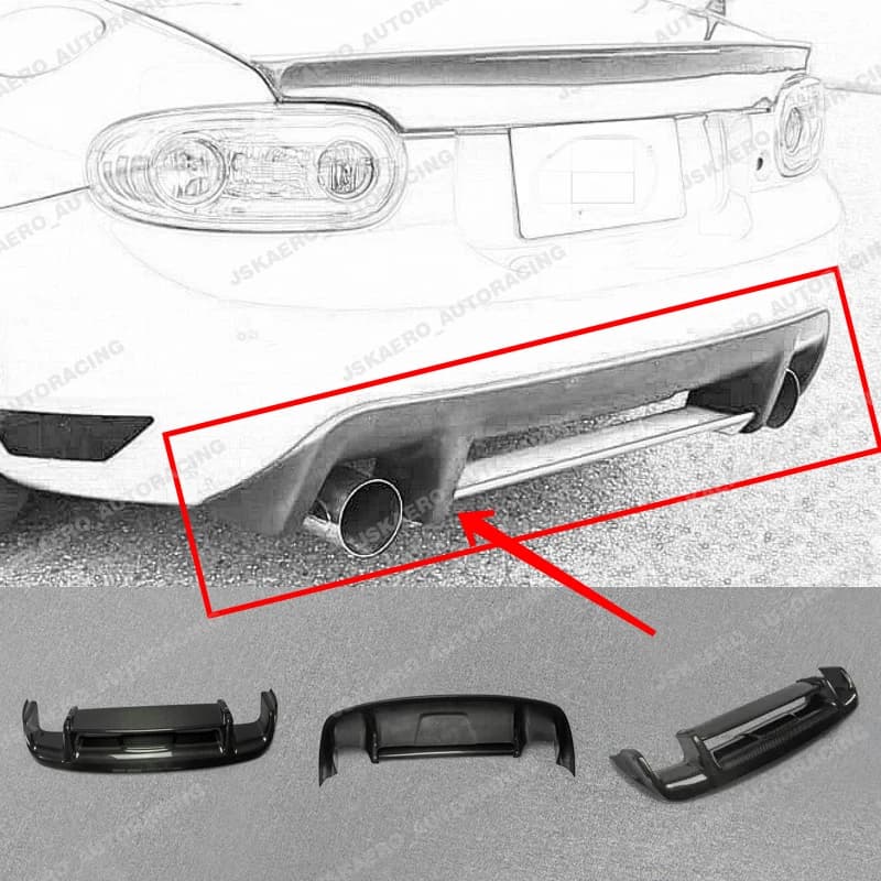 For Mazda MX5 NC NCEC Roster Miata Carbon Fiber Rear Bumper Diffuser Under Lip
