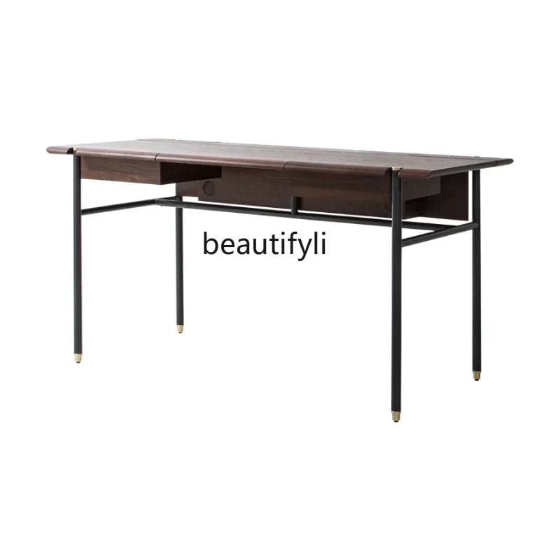 Q181 Italian Minimalist Solid Wood Oak Designer Desk Computer Office Table Study Desk Nordic Furniture