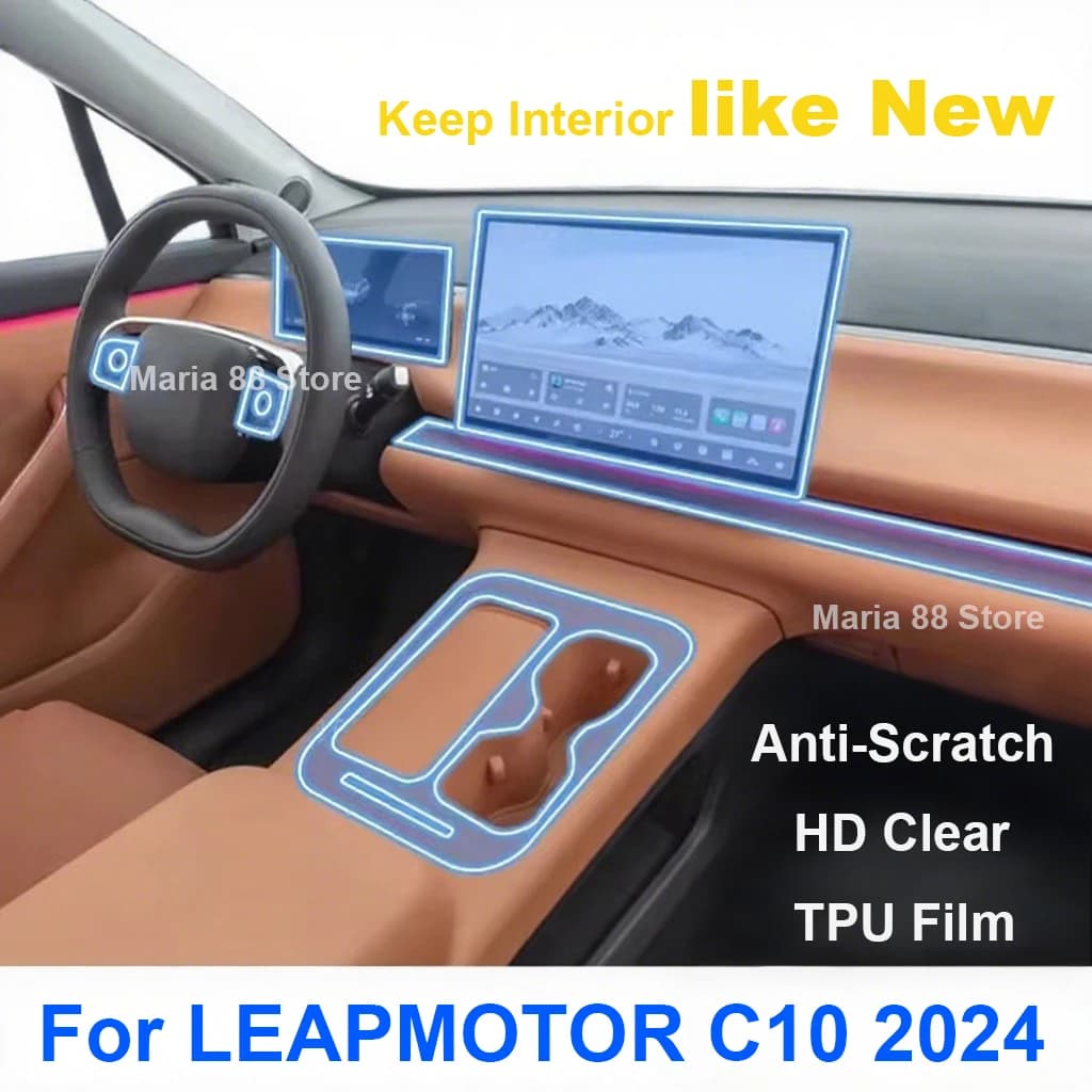 HD Clear Interior Sticker For LEAPMOTOR C10 2024 Car Interior Protective Film Scratch Resistance Anti-Scratch Cover Accessories