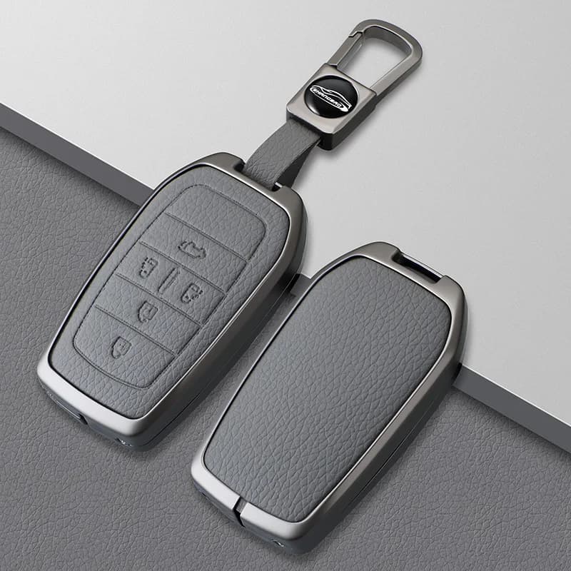 Alphard A Leather Car Key Cover For Toyota Alphard Gray 5/6 Smart Buttons Key Fob Shell Protector Holder Auto car Accessories