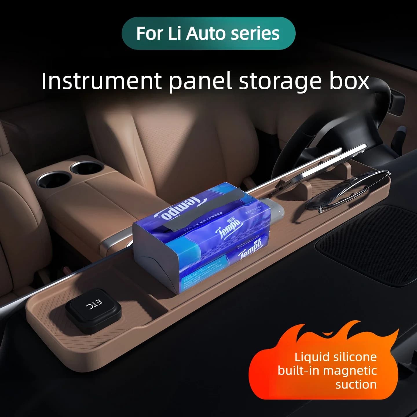 For Li Auto I6 I8 L6 L7 L8 L9 Extended Screen Back Silicone Box Storage Tray for Dashboard Center Console Interior Accessories