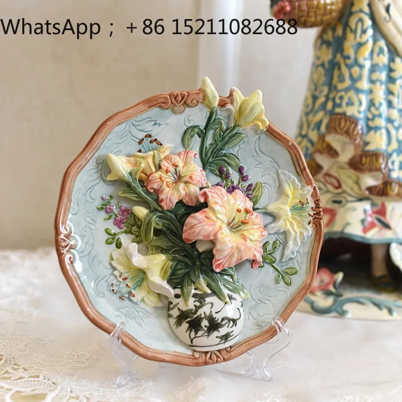 LLY Lily ceramic hanging plate decorative plate TV cabinet entrance decoration New house decoration Home accessories