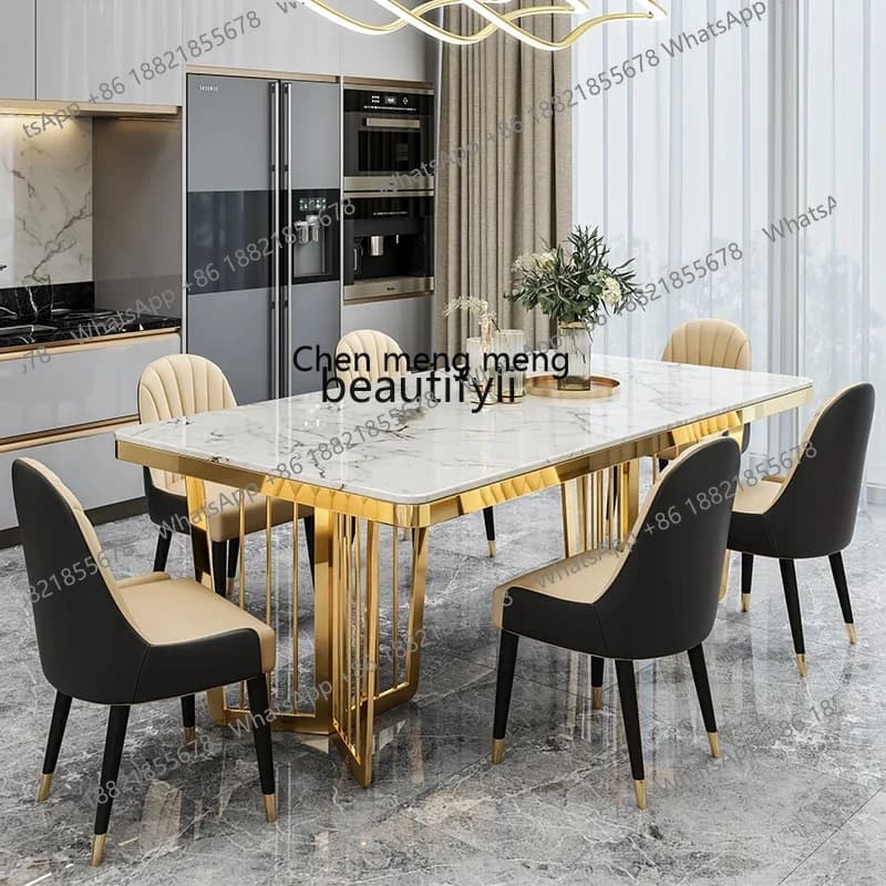 M178 Light luxury dining table and chair combination marble small apartment modern simple rectangular Nordic home dining table29