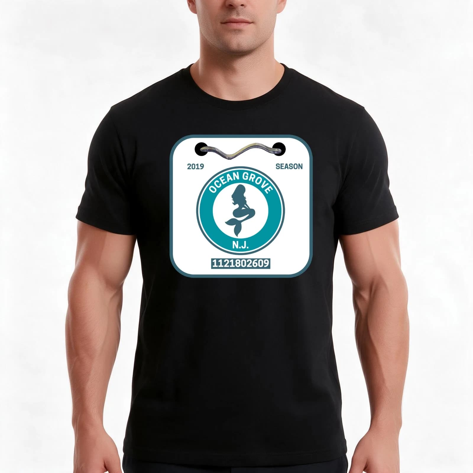 Ocean Grove New Jersey Beach Badge T-Shirt, Summer Casual Cotton Tee, Oversized Streetwear Tops, Vintage Graphic Print