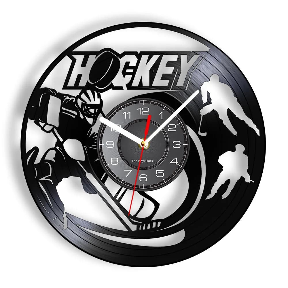 Ice Hockey Wall Clock Home Decor Field Hockey Vinyl Record Wall Clock Hockey Player Sports Room Modern Wall Clock Hockey Gift