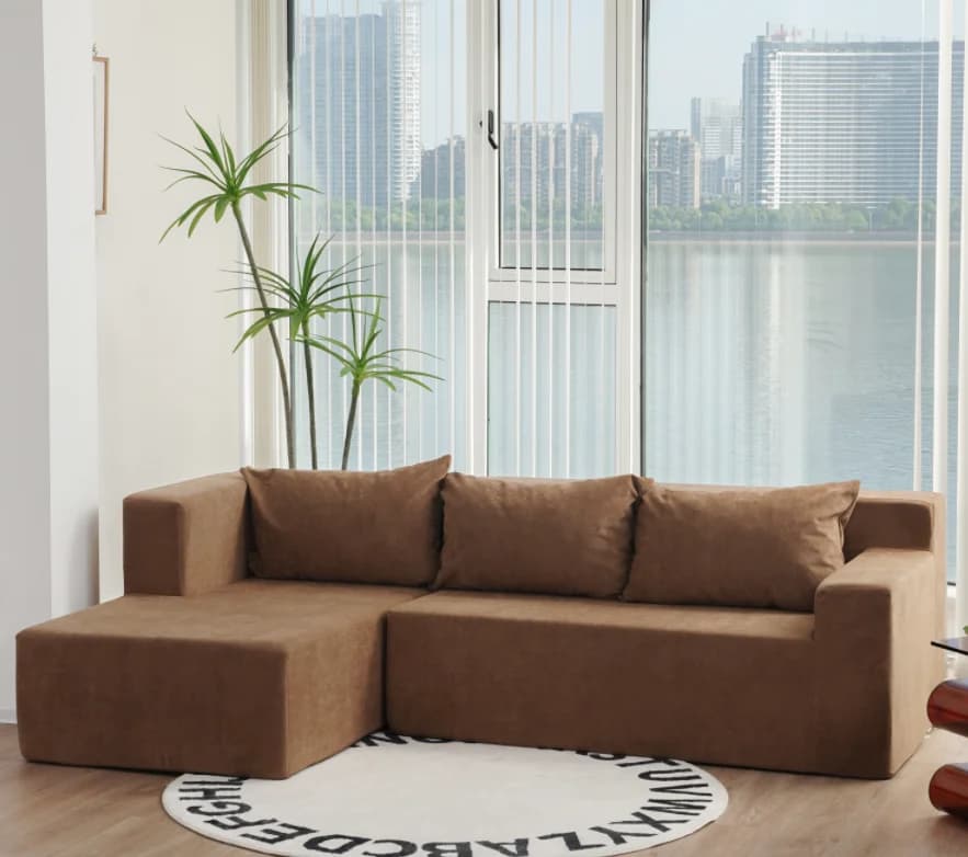 Modern L Shape Boneless Modular Sofa Bed Set High Density Eco-Friendly Convertible for Living Rooms Hotel Apartment Home Use