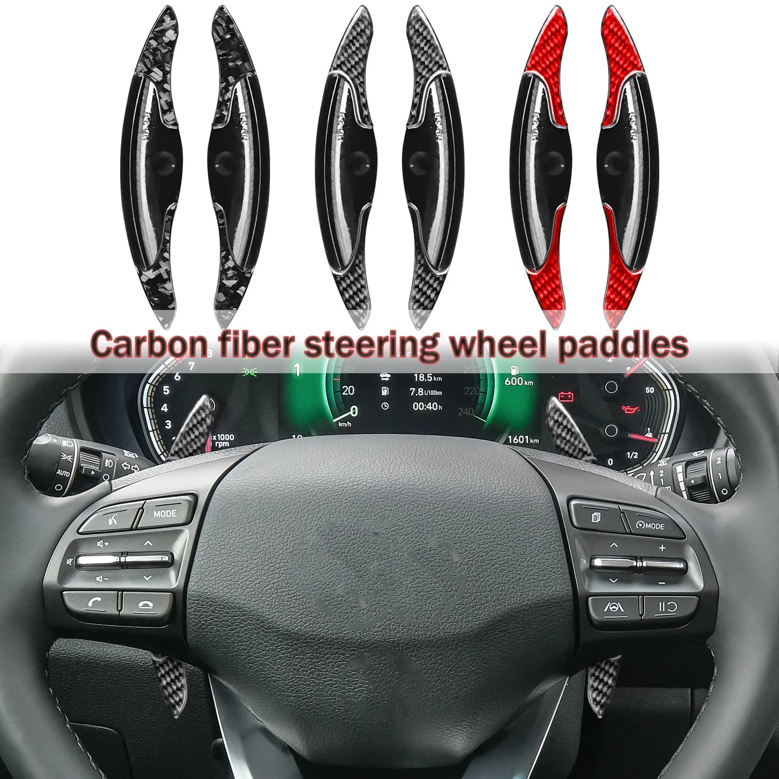 For Hyundai I30N new carbon fiber shift paddles accessories, steering wheel control modification, interior sticker
