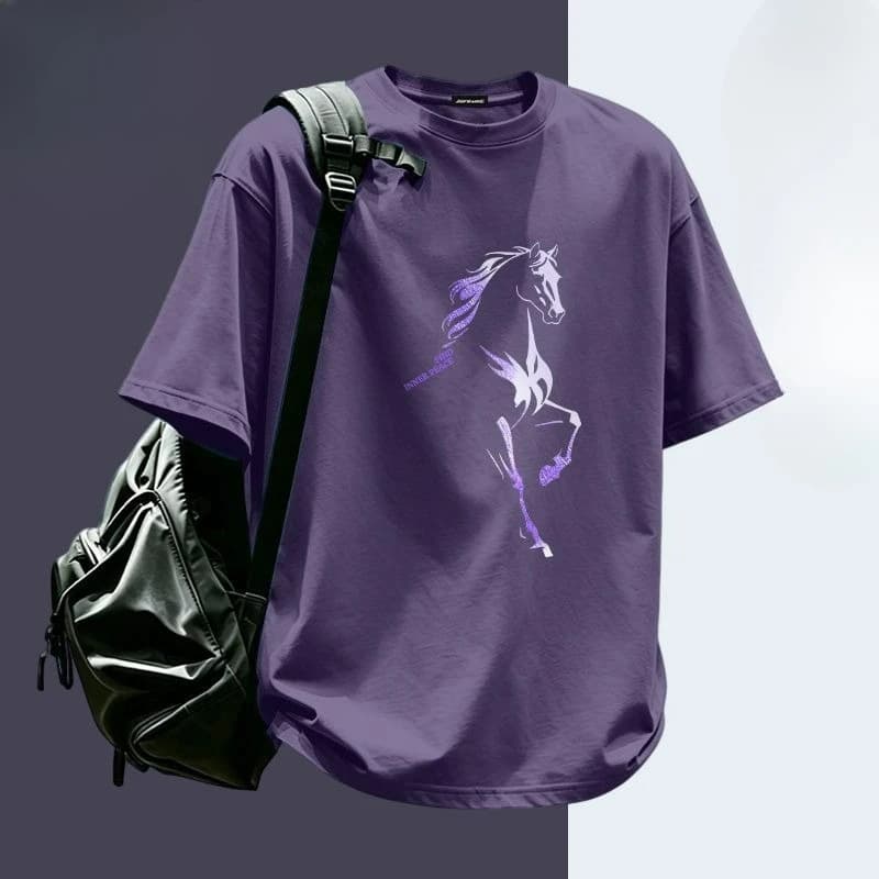 Pure Cotton Short-sleeved Men's Summer Heavyweight T-shirt Trendy Men's Loose Half-sleeved Casual Fashionable Simple Men's Wear