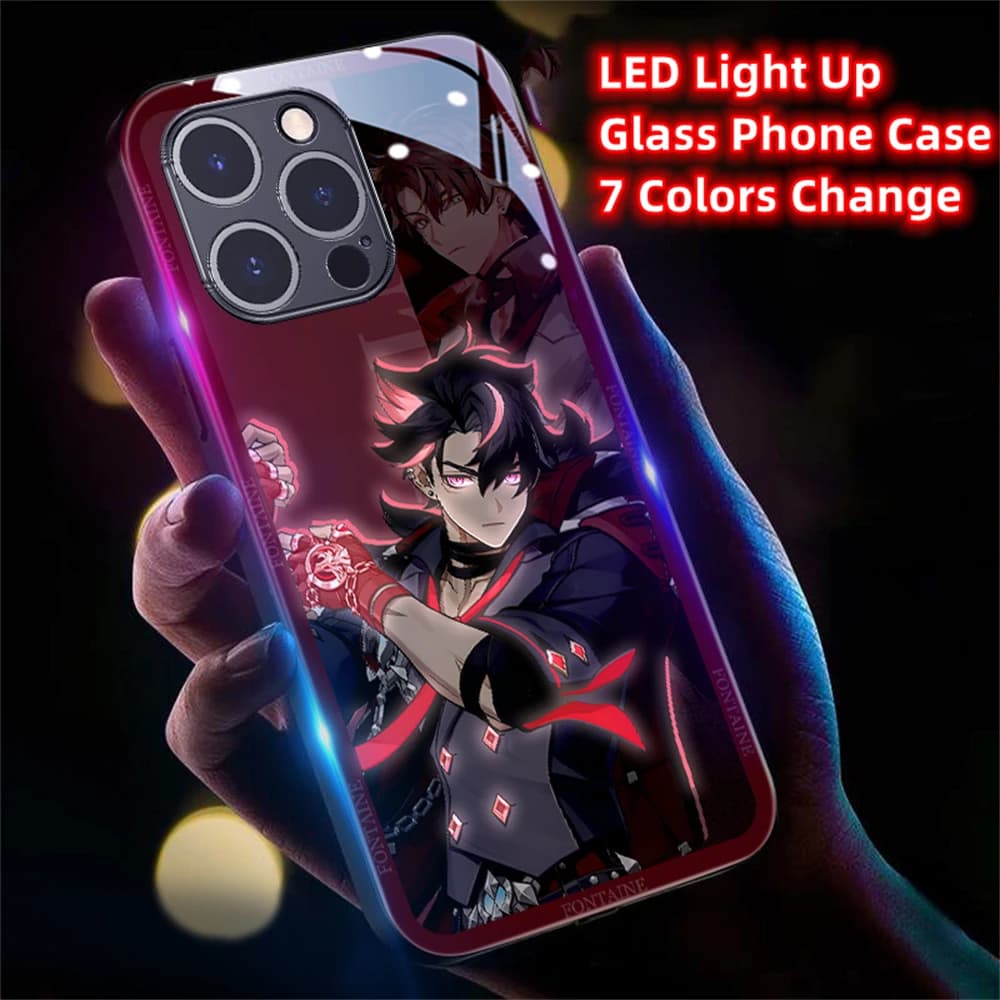 Wriothesley Of Genshin LED Light Up Phone Case Glowing Back Cover For iPhone Air 17 16 E 15 14 13 12 11 Pro Max XR XS Plus