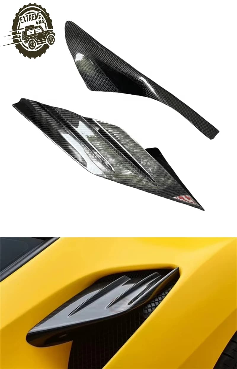 Car Exterior Accessories PK Style Dry Carbon Fiber Side Air Intake Flaps Fender Air Vent for Ferrari F8