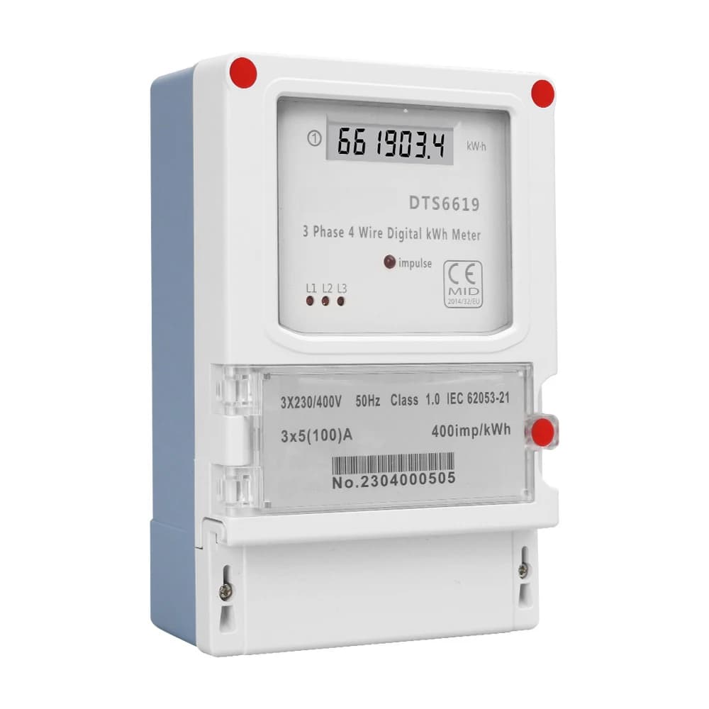 LCD Digital Energy Meter AC 400V 5-100A 50Hz 3 Phase 4 Wires kWh Power Consumption Electricity Measurement Wall-mounted