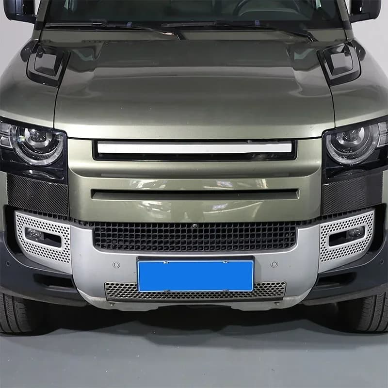 2Pcs Soft carbon fiber For Land Rover Defender 110 2020-2024 Car headlights side decorative frame stickersCar accessories