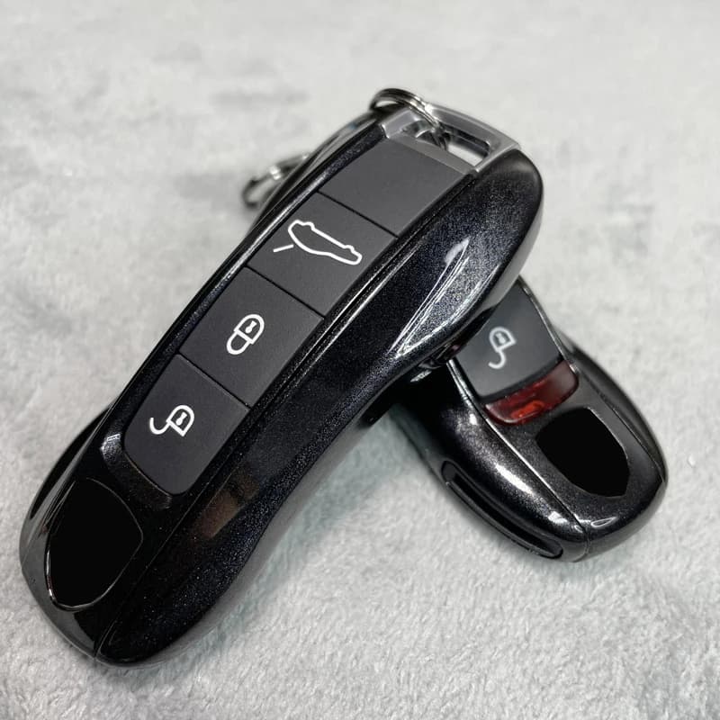Key Case Remote Fob Cover Shell Basalt Black for Porsche 718 911 Panamera Cayenne Macan Boxster Cayman Key Replace Accessories