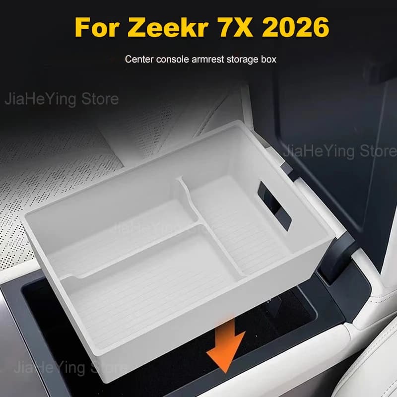 For Zeekr 7X 2026 Car Armrest Storage Box Silicone Anti-slip Mat Center Control Organizer Interior Protective Accessories
