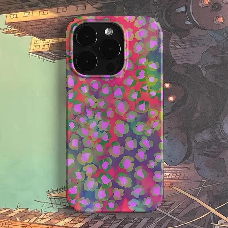 Ins Pink Purple Flower Art Phone Case for IPHONE 17 Air 16E 15 PROMAX 14 Plus 13 12 MINI 11 PRO 16Plus XR XS Acrylic Phone Cover