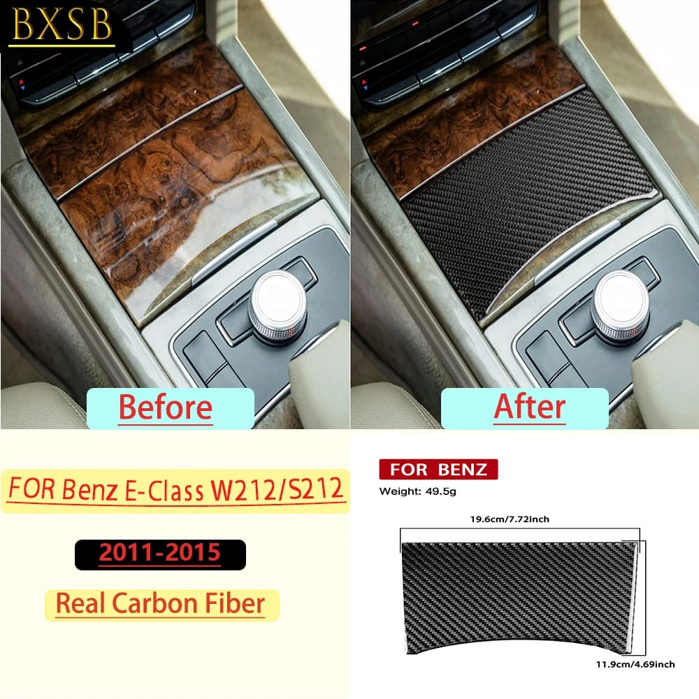 Carbon Fiber For Mercedes-Benz E-Class W212/S212 2011-2015 Car Cup Holder Panel Trim Customizable Sticker Interior Accessories