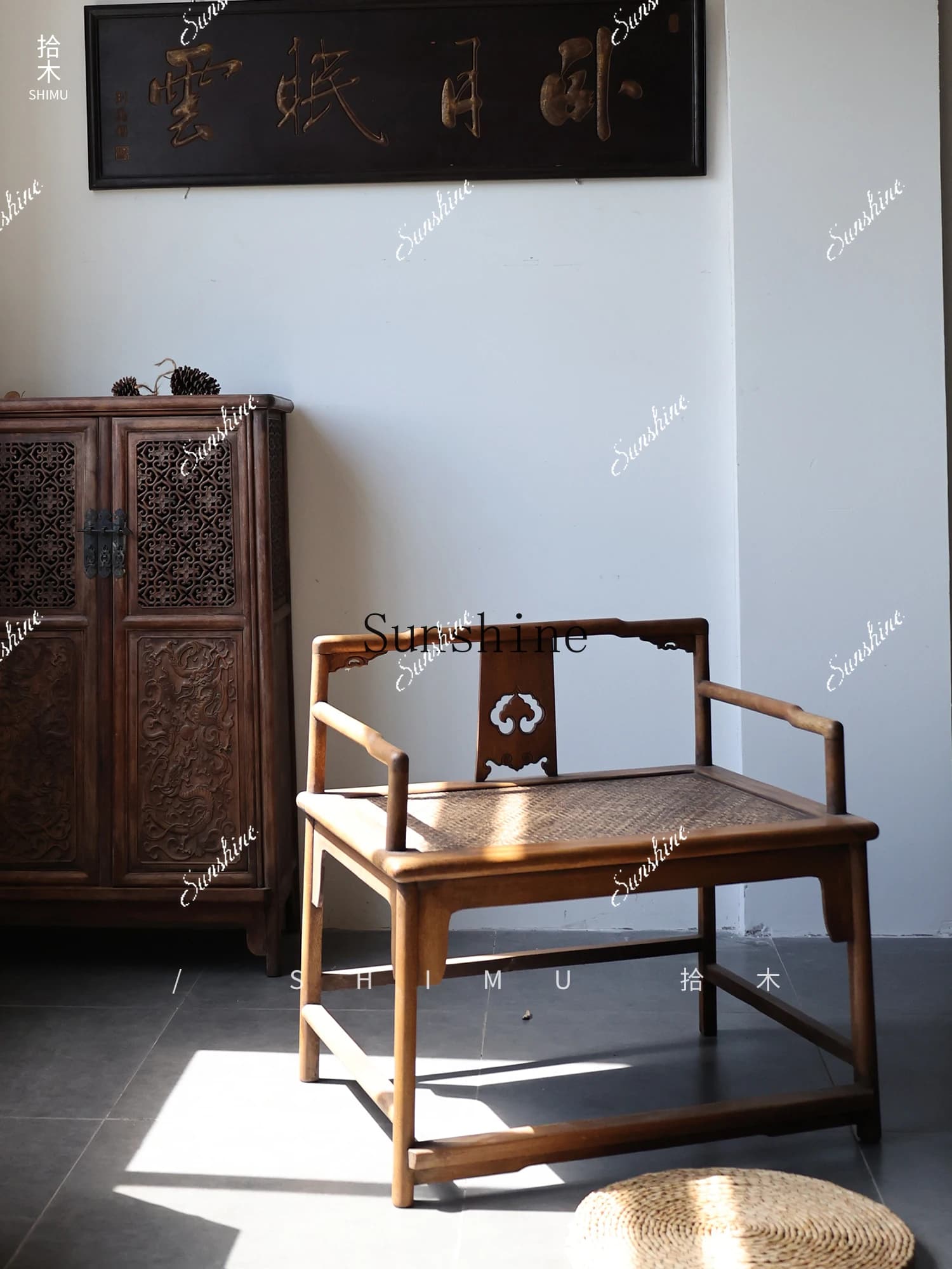 Cross-legged chair solid wood Chinese antique old furniture old Ming and Qing classical old objects  FT